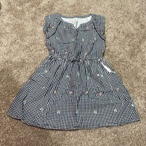 blue and white checkered pocket dress